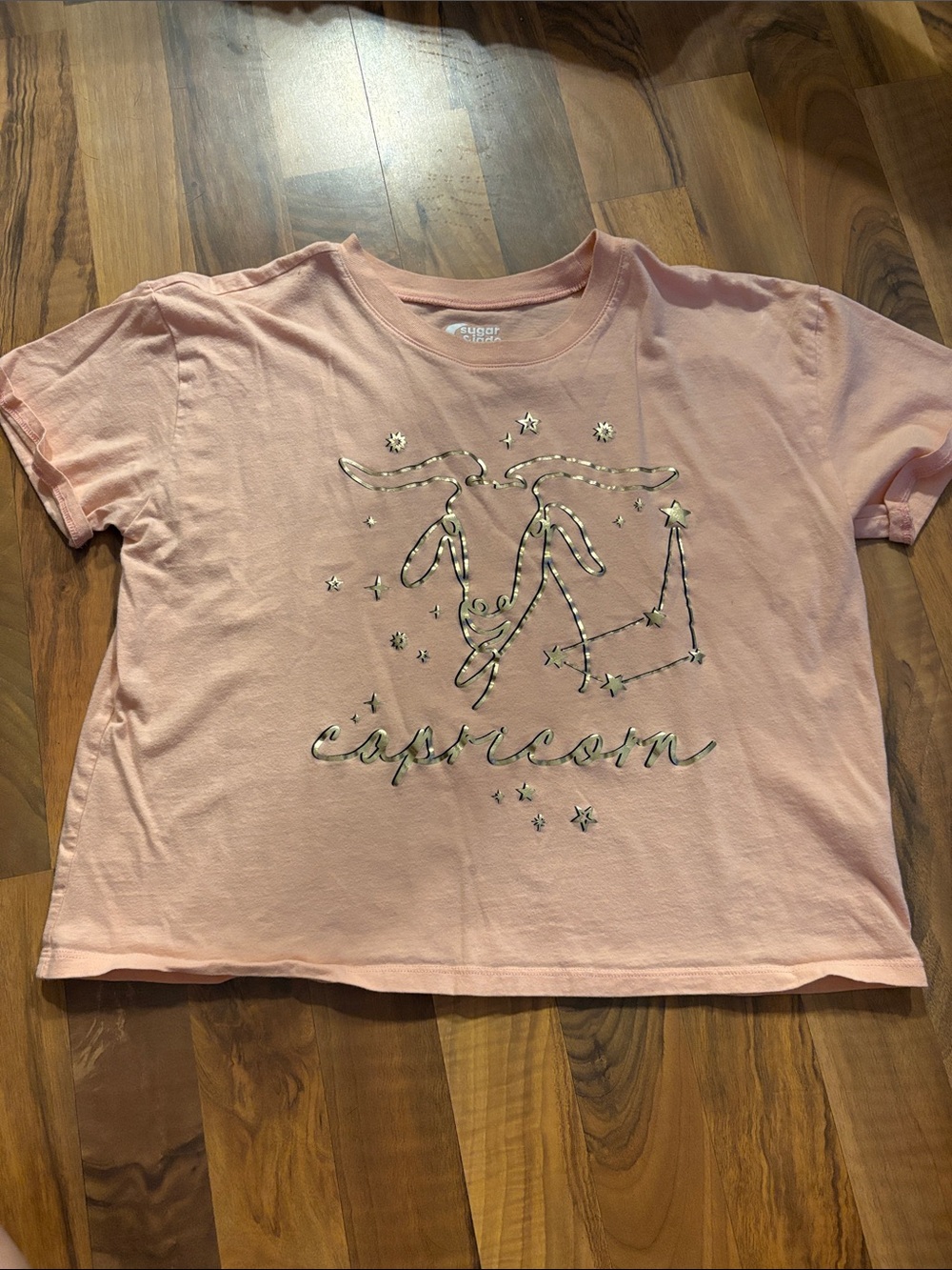 Kids' Pink Capricorn Graphic Tee with Metallic Stars